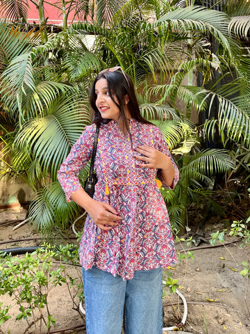 Purple Printed Boho Tunic Top (Buy 1 Get 1 Free)