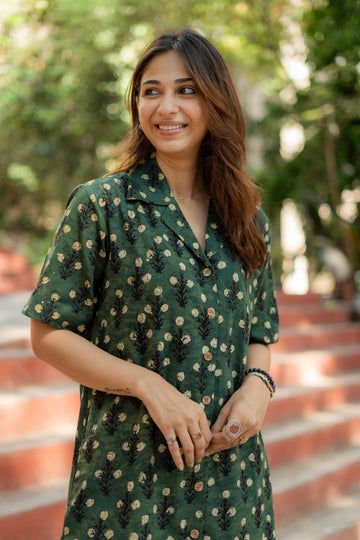 Nilgiri Spring Handblock Cotton Shirt Kurti (Buy 1 Get 1 Free)