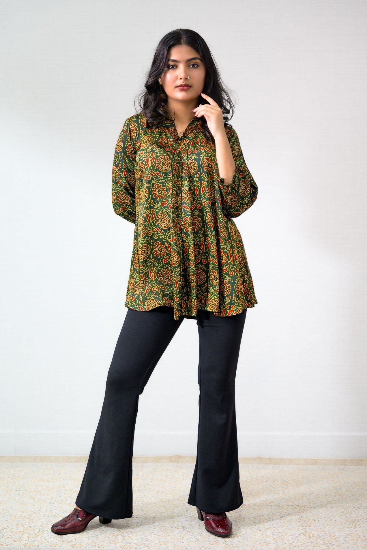 Peach Handblock Cotton Shirt Kurti (Buy 1 Get 1 Free)