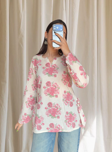 Meera Pink Petal Kurti (Buy 1 Get 1 Free)