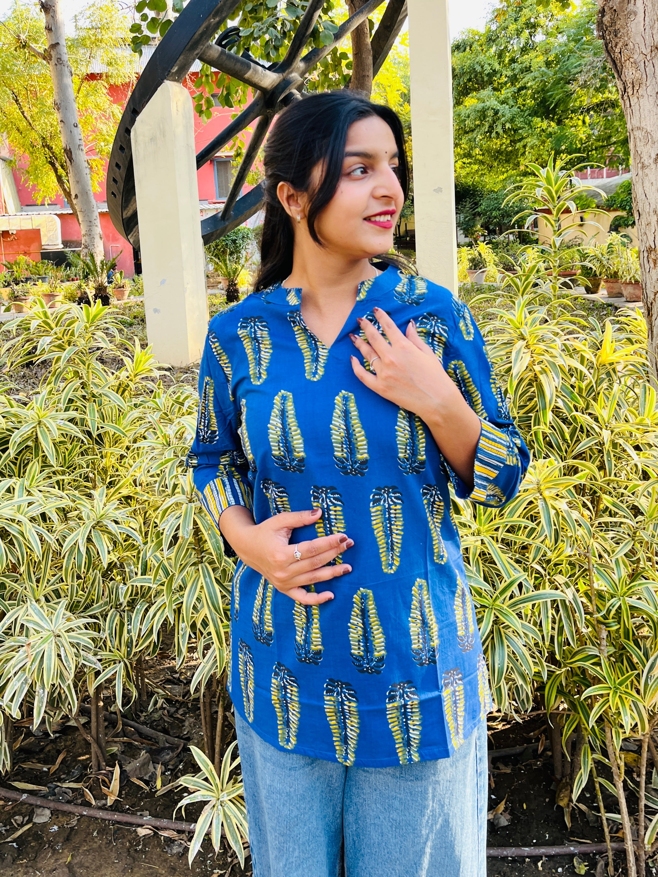 Blue Printed Cotton Kurti – Effortless Everyday Elegance (Buy 1 Get 1 Free)