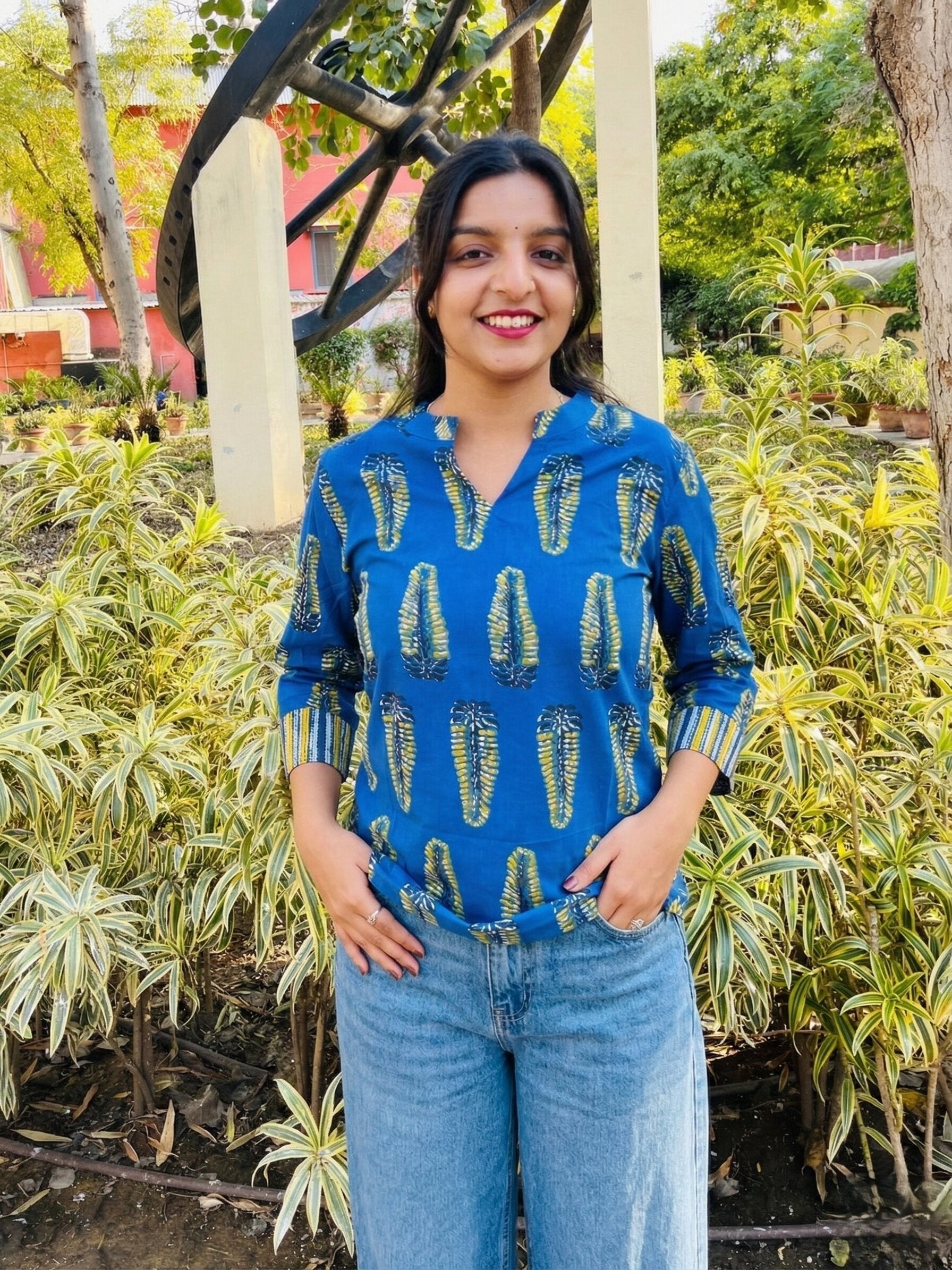 Blue Printed Cotton Kurti – Effortless Everyday Elegance (Buy 1 Get 1 Free)