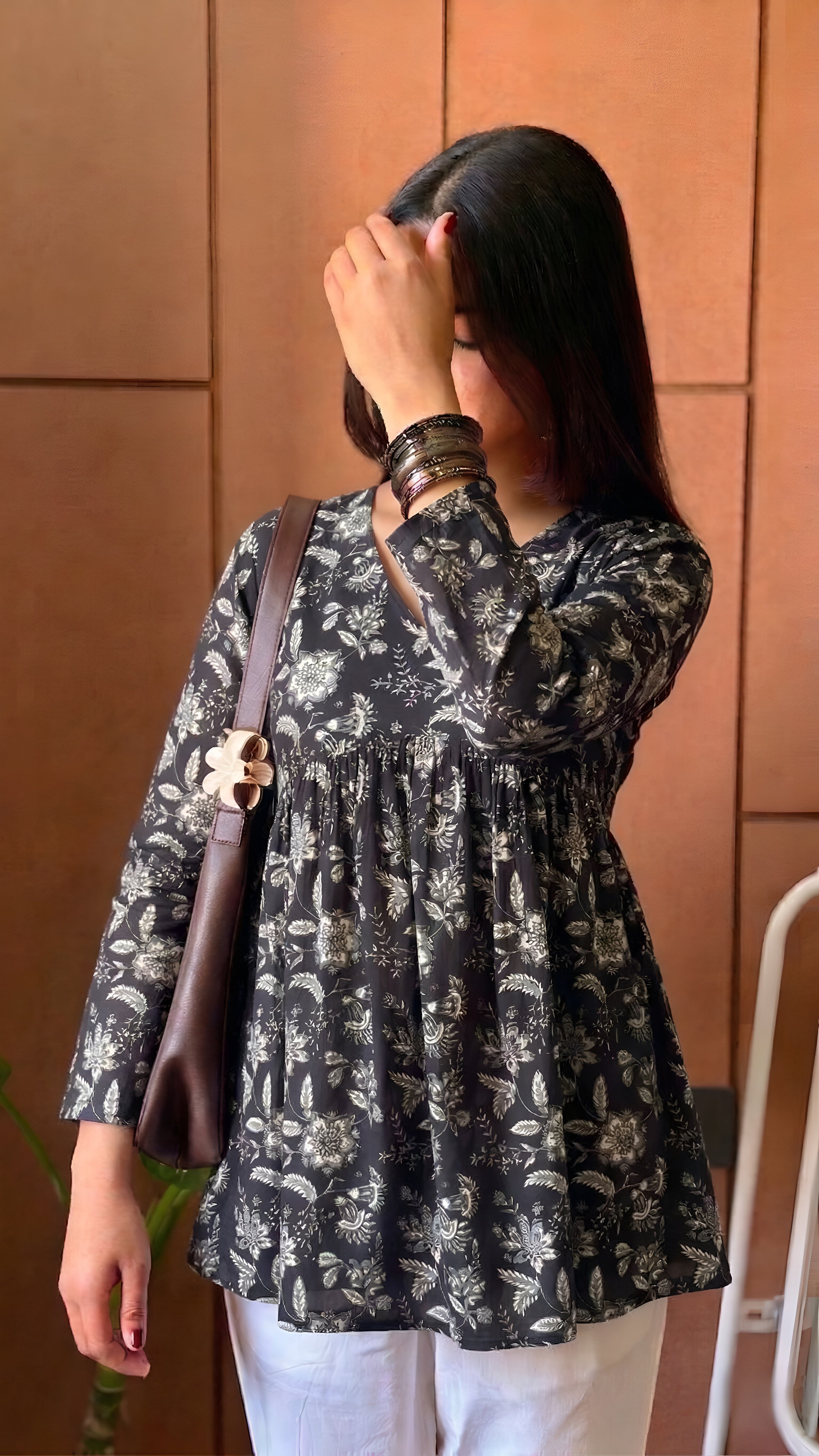 Floral Grace Black Peplum Top (Buy 1 Get 1 Free)
